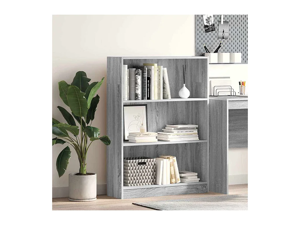 Estantería de madera de ingeniería gris Sonoma 80x24x109 cm