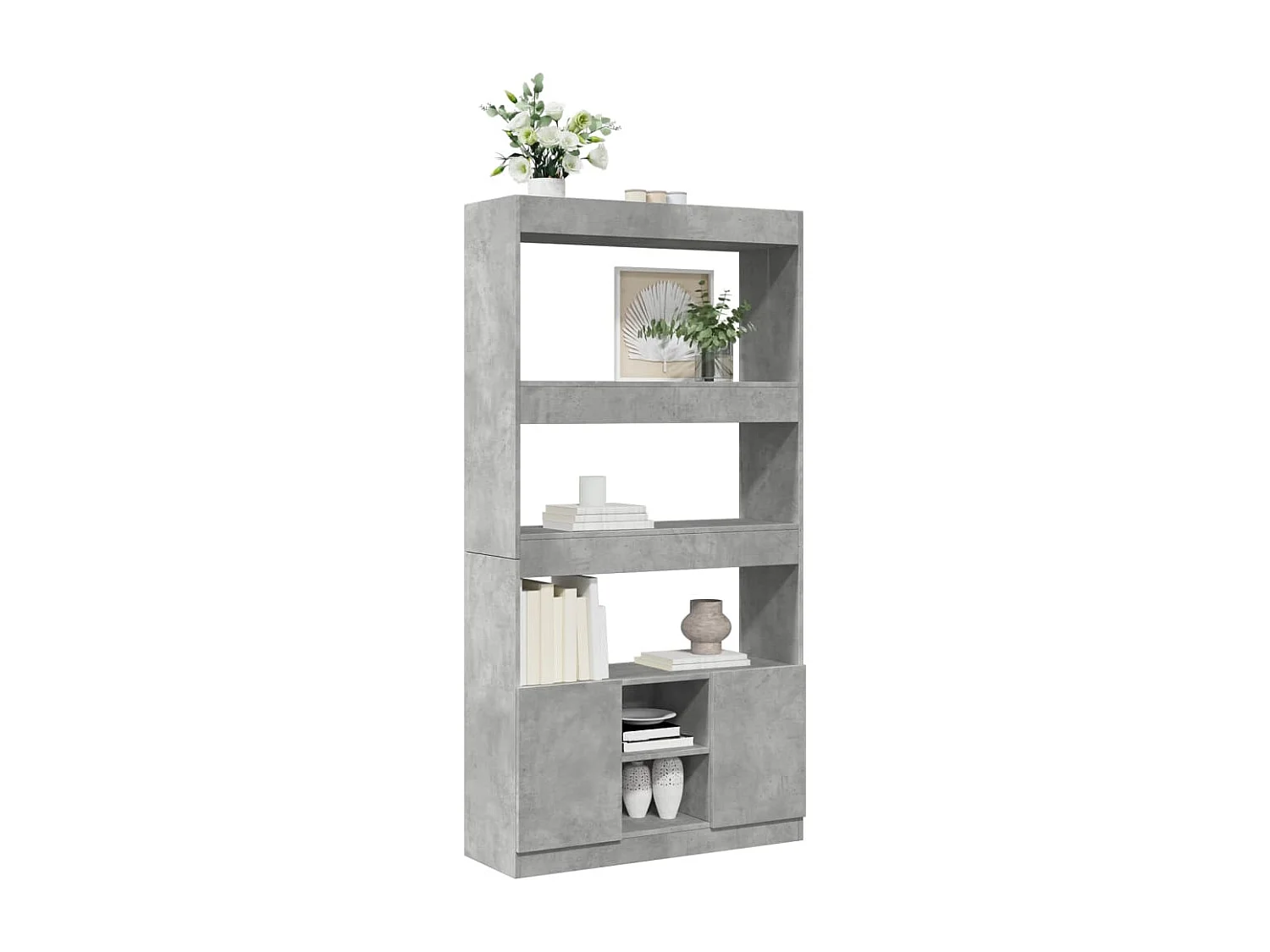 Bibliothèque gris béton 92x33x180 cm bois d'ingénierie