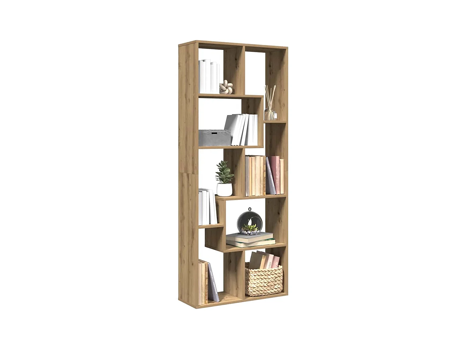 Bibliothèque séparatrice de pièce chêne artisanal 67x25x161,5 cm