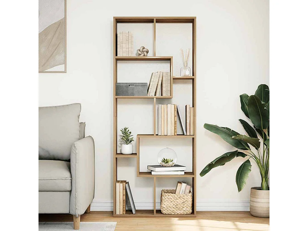 Bibliothèque séparatrice de pièce chêne artisanal 67x25x161,5 cm