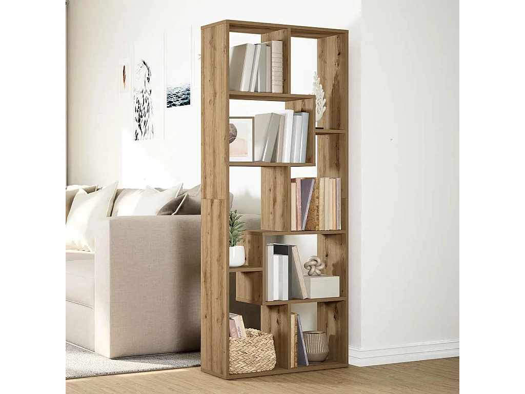 Bibliothèque séparatrice de pièce chêne artisanal 67x25x161,5 cm