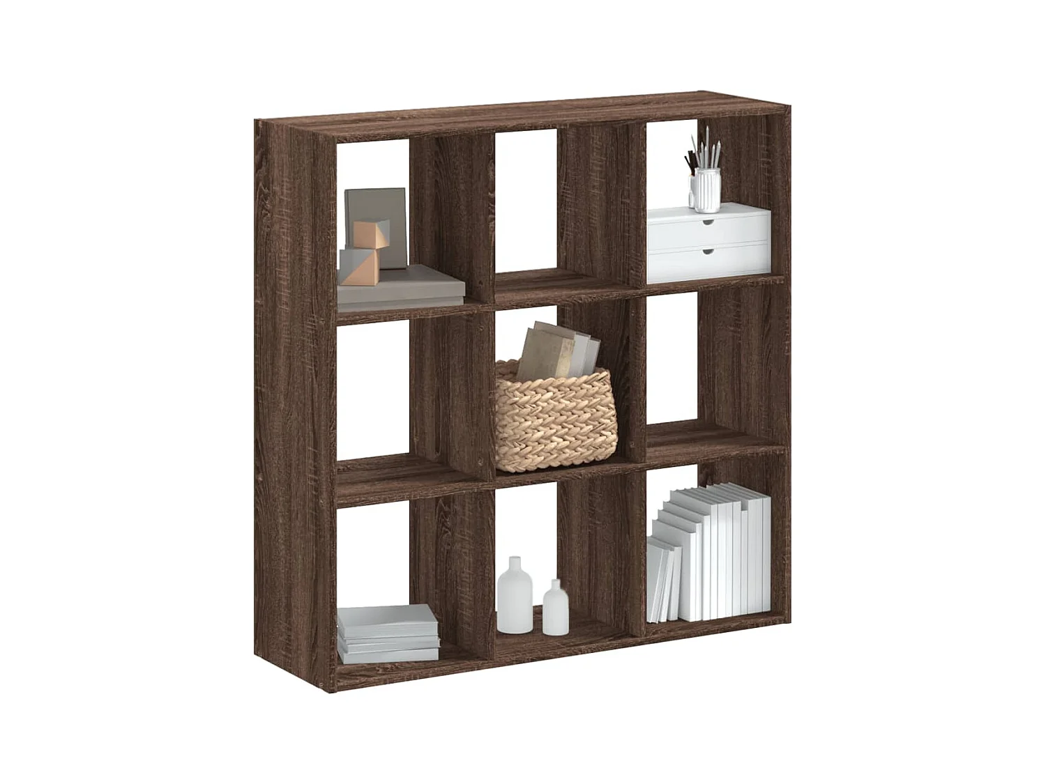 Bibliothèque chêne marron 102x32x102 cm bois d'ingénierie