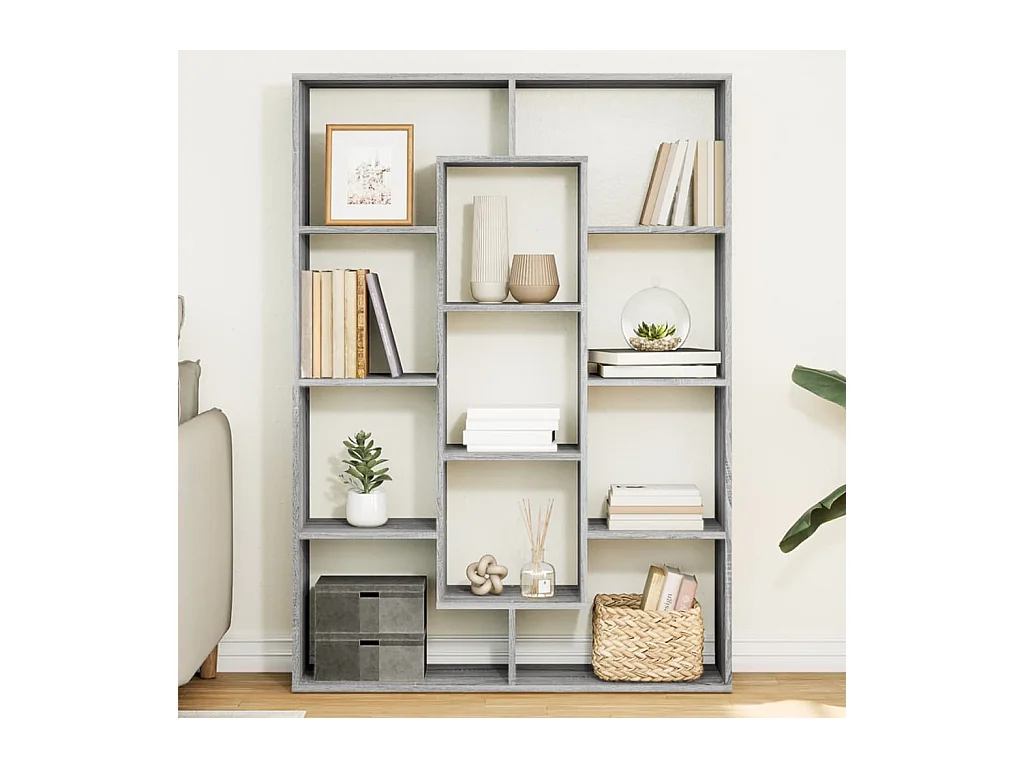 Estantería madera de ingeniería gris Sonoma 102x29x143 cm