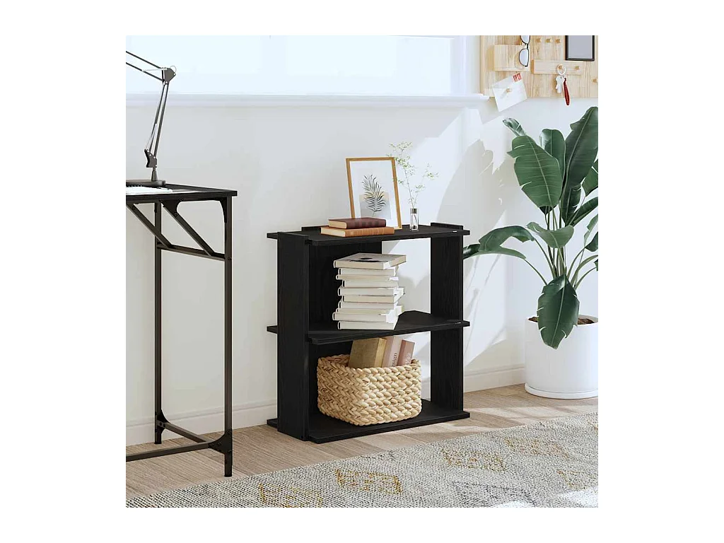 Bibliothèque à 3 niveaux noir 60x30x60 cm bois d'ingénierie