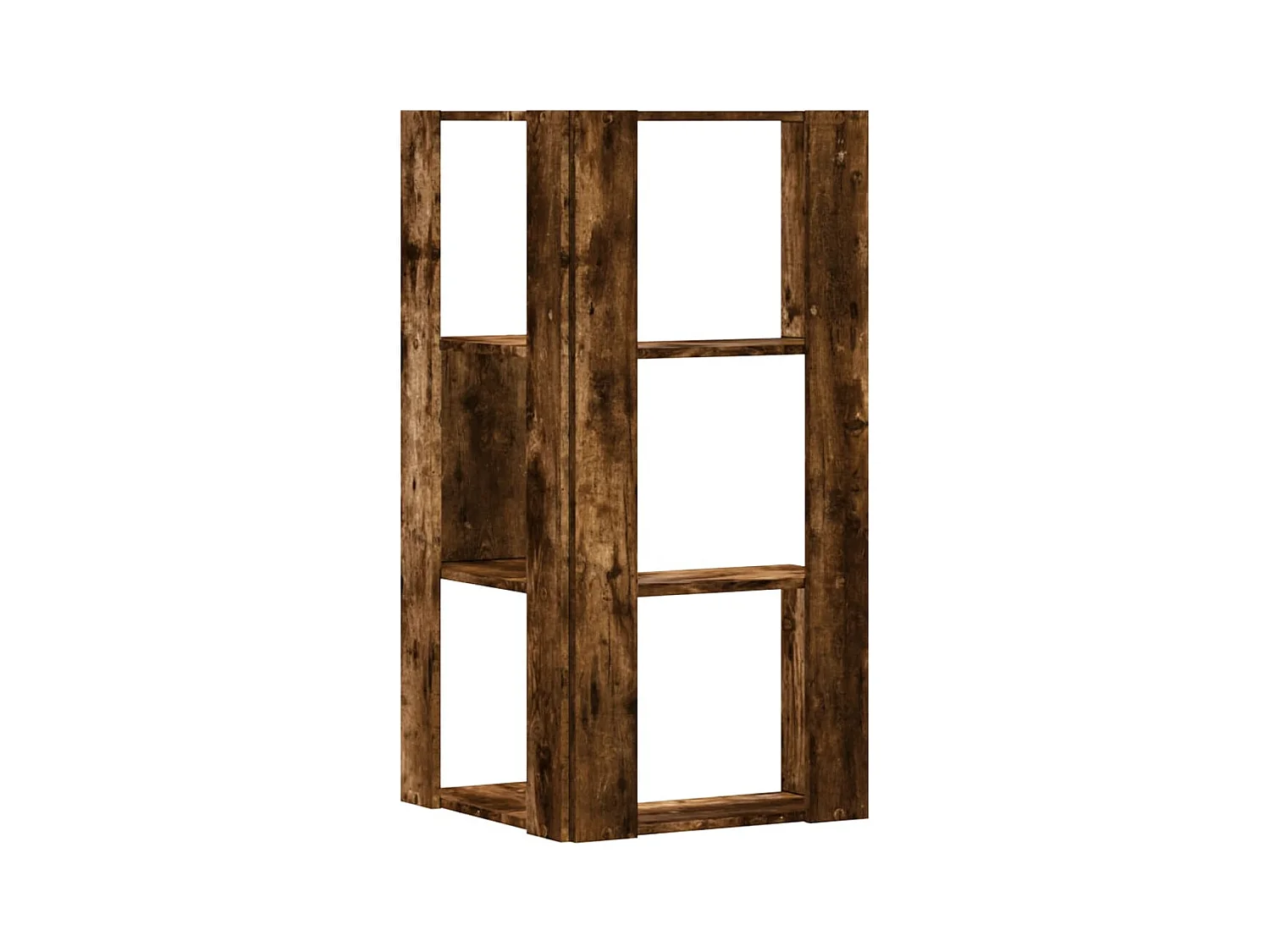 Bibliothèque d'angle à 3 niveaux chêne fumé bois d'ingénierie