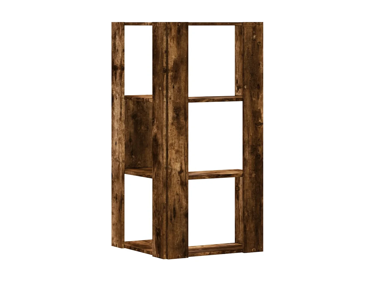 Bibliothèque d'angle à 3 niveaux chêne fumé bois d'ingénierie