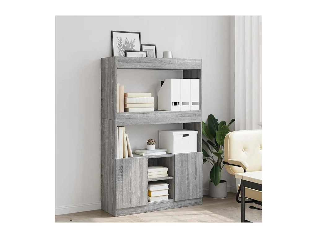 Bibliothèque sonoma gris 92x33x140 cm bois d'ingénierie