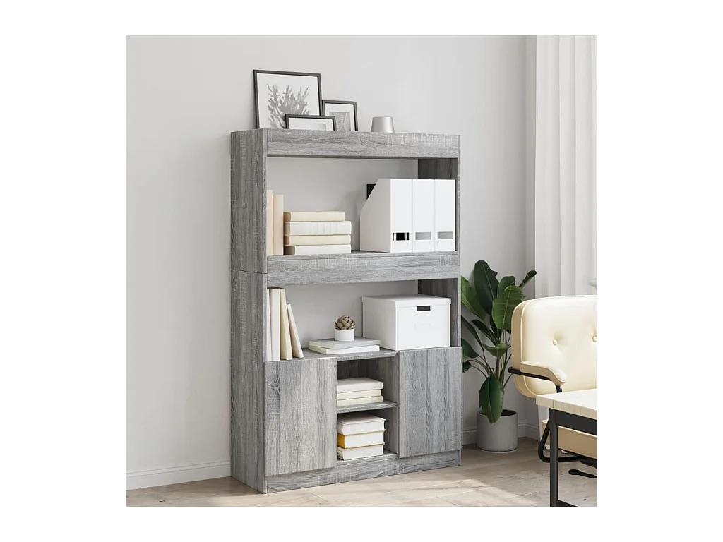 Bibliothèque sonoma gris 92x33x140 cm bois d'ingénierie