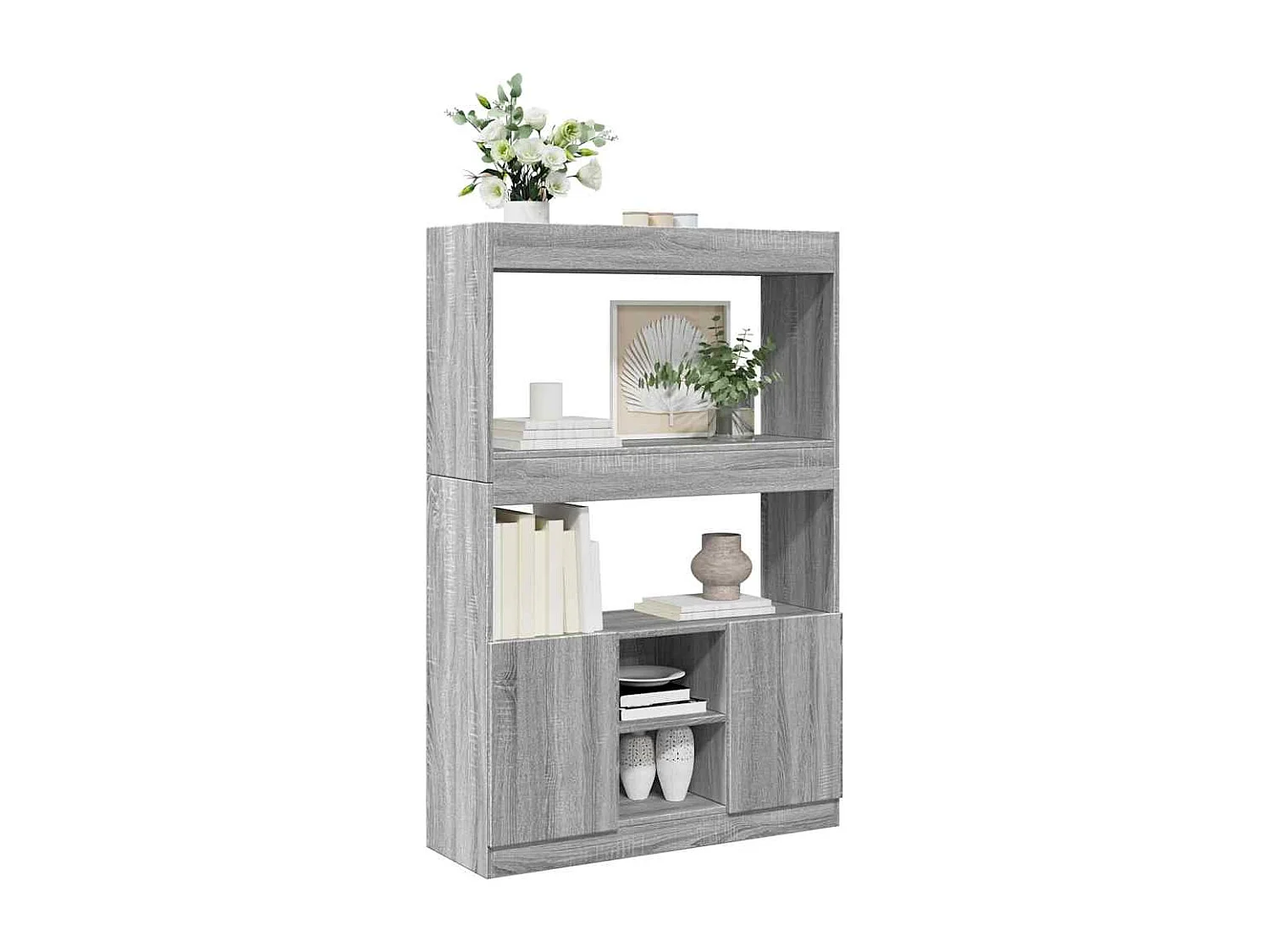 Bibliothèque sonoma gris 92x33x140 cm bois d'ingénierie