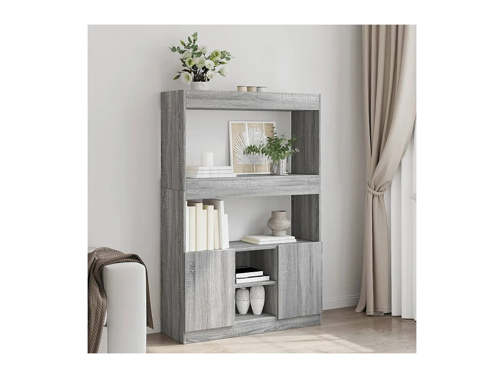 Aparador alto madera de ingeniería gris Sonoma 92x33x140 cm