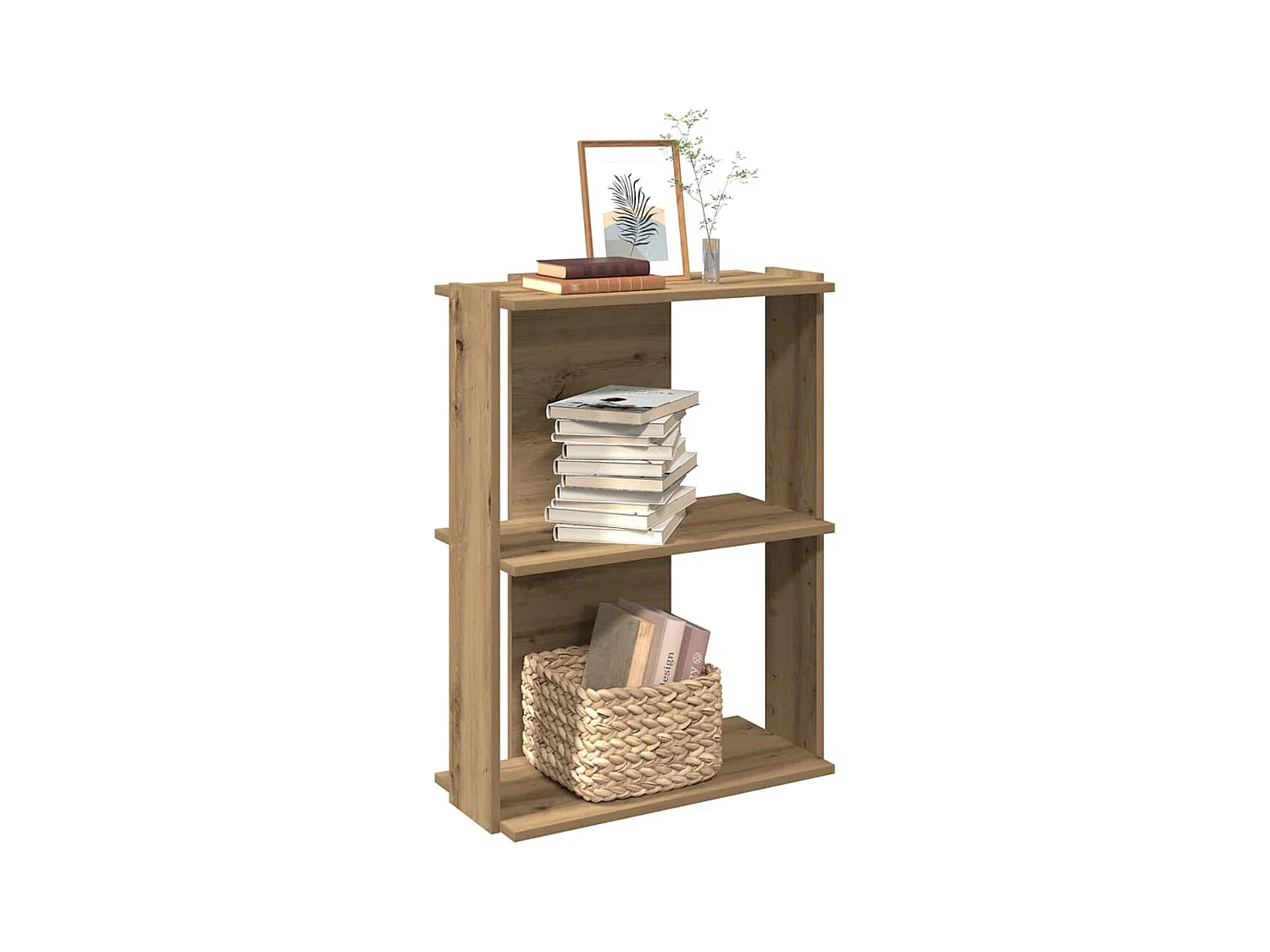 Bibliothèque à 3 niveaux chêne artisanal 60x30x80 cm