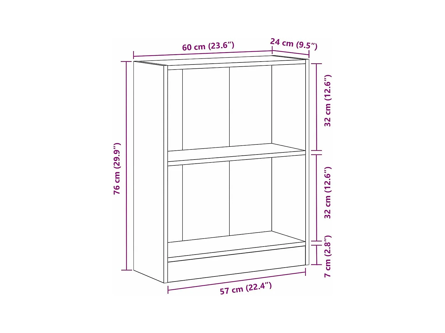 Meuble de bibliothèque Noir 60 x 24 x 76 cm Bois d'ingénierie