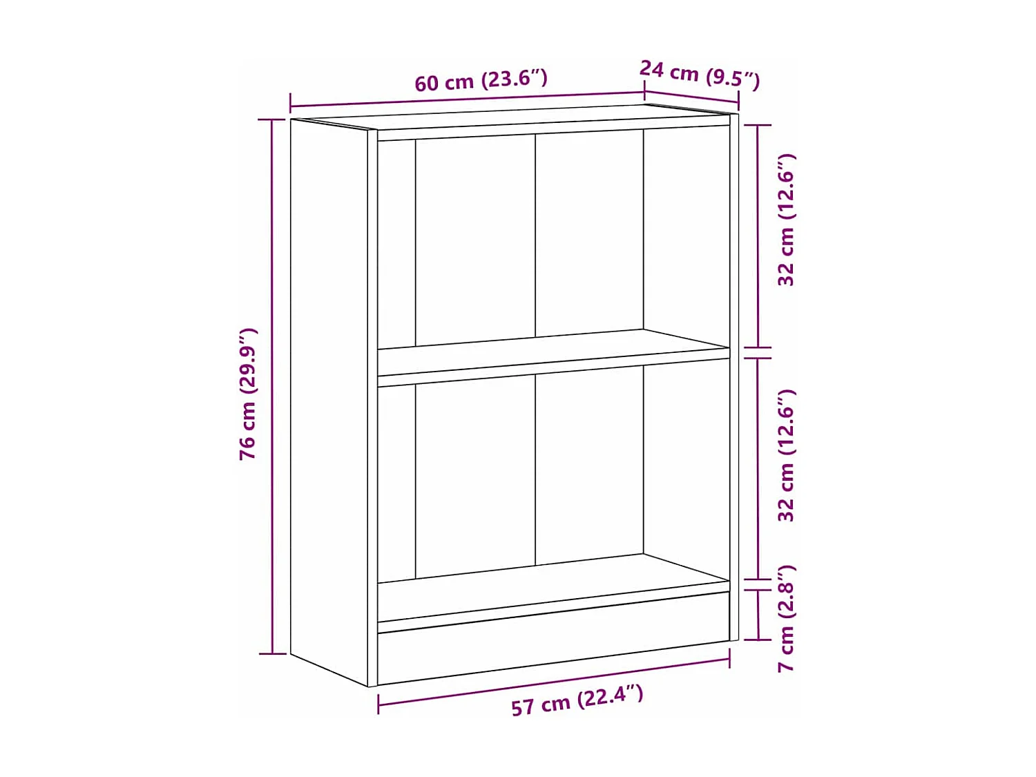 Meuble de bibliothèque Noir 60 x 24 x 76 cm Bois d'ingénierie