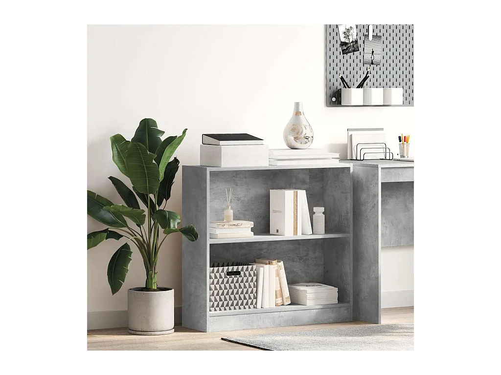 Estantería de madera contrachapada gris hormigón 80x24x75 cm