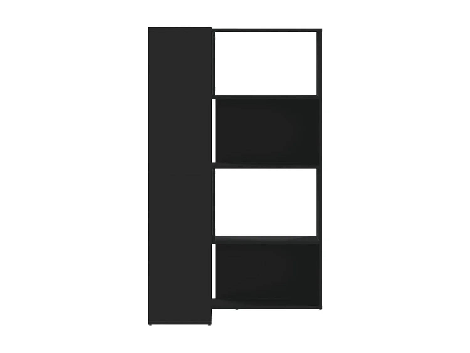 Bibliothèque d'angle à 4 niveaux noir bois d'ingénierie