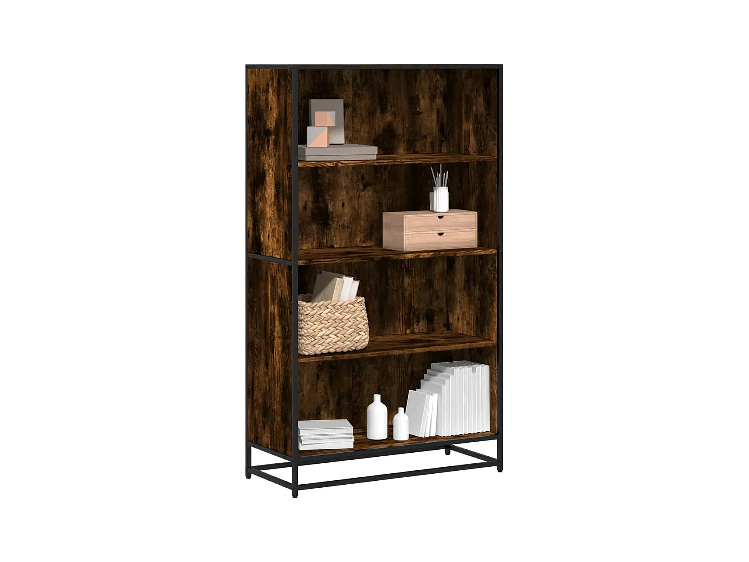 Bibliothèque chêne fumé 80,5x35x139 cm bois d'ingénierie