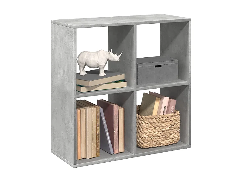 Bibliothèque séparatrice de pièce gris béton 69,5x29x69,5 cm