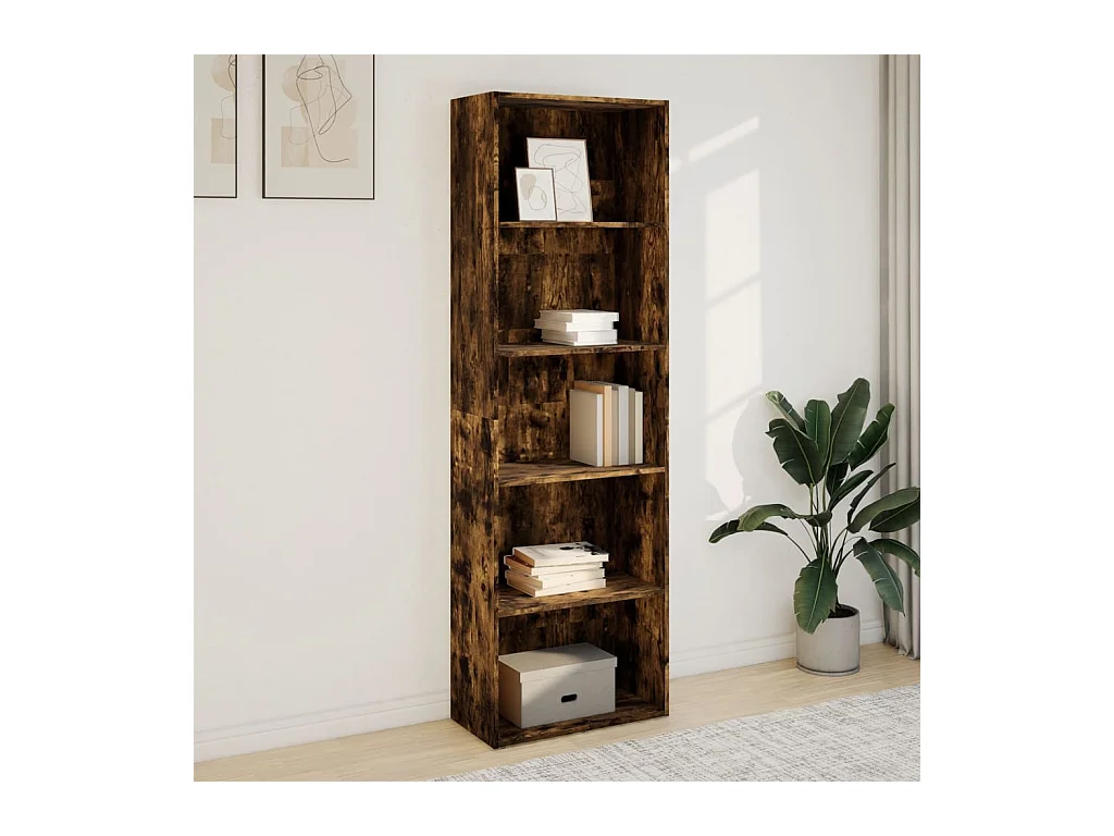 Bibliothèque chêne fumé 60x30x189 cm bois d'ingénierie