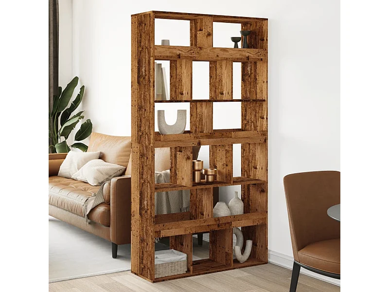 Bibliothèque / Cloison de séparation vieux bois bois d'ingénierie