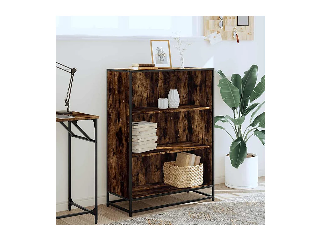 Bibliothèque chêne fumé 80,5x35x107,5 cm bois d'ingénierie