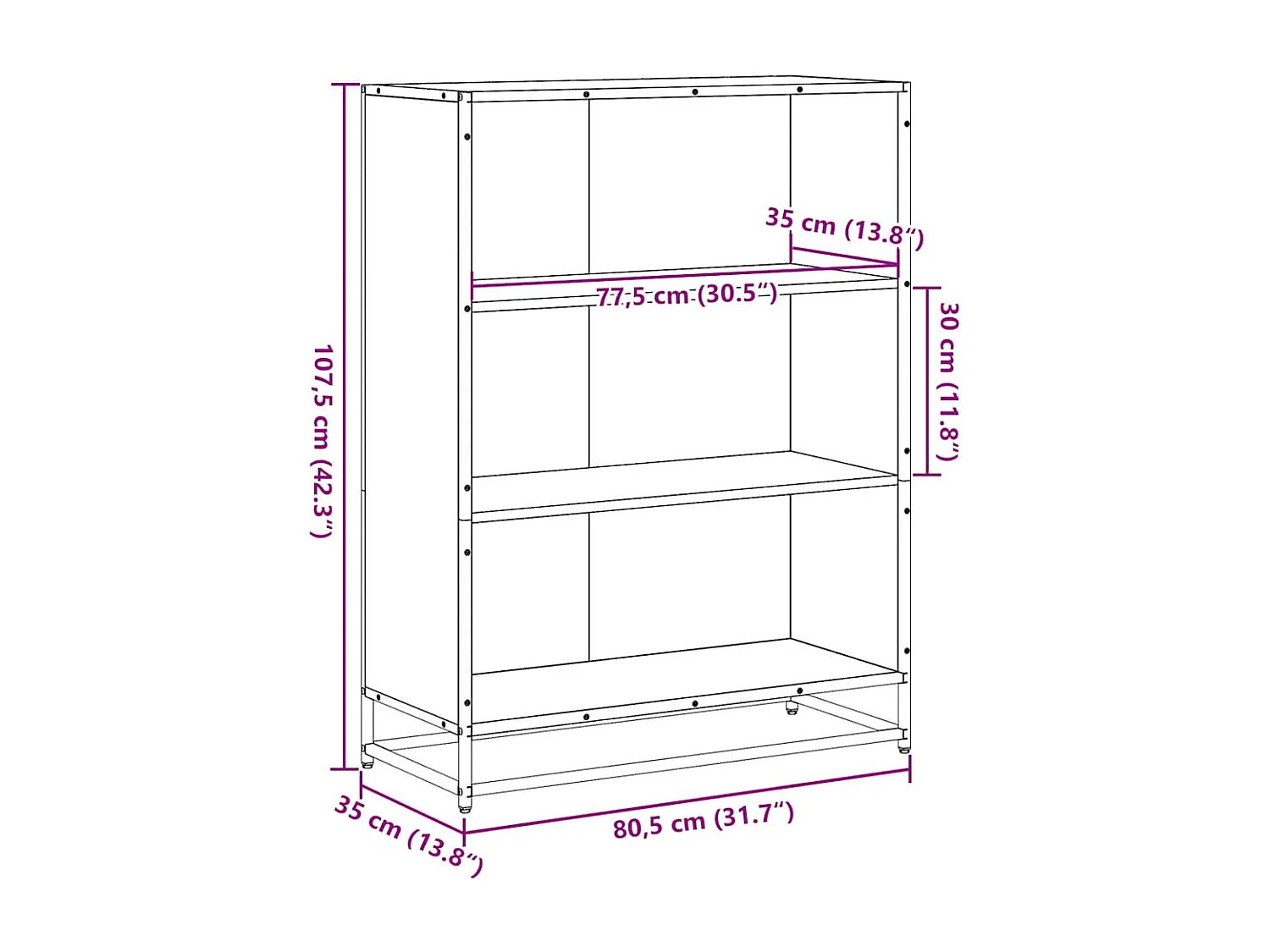 Bibliothèque chêne fumé 80,5x35x107,5 cm bois d'ingénierie