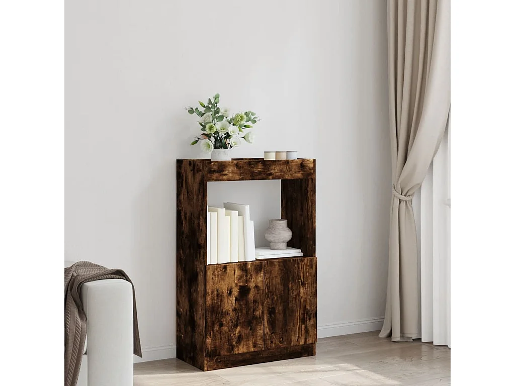 Bibliothèque chêne fumé 63x33x100 cm bois d'ingénierie