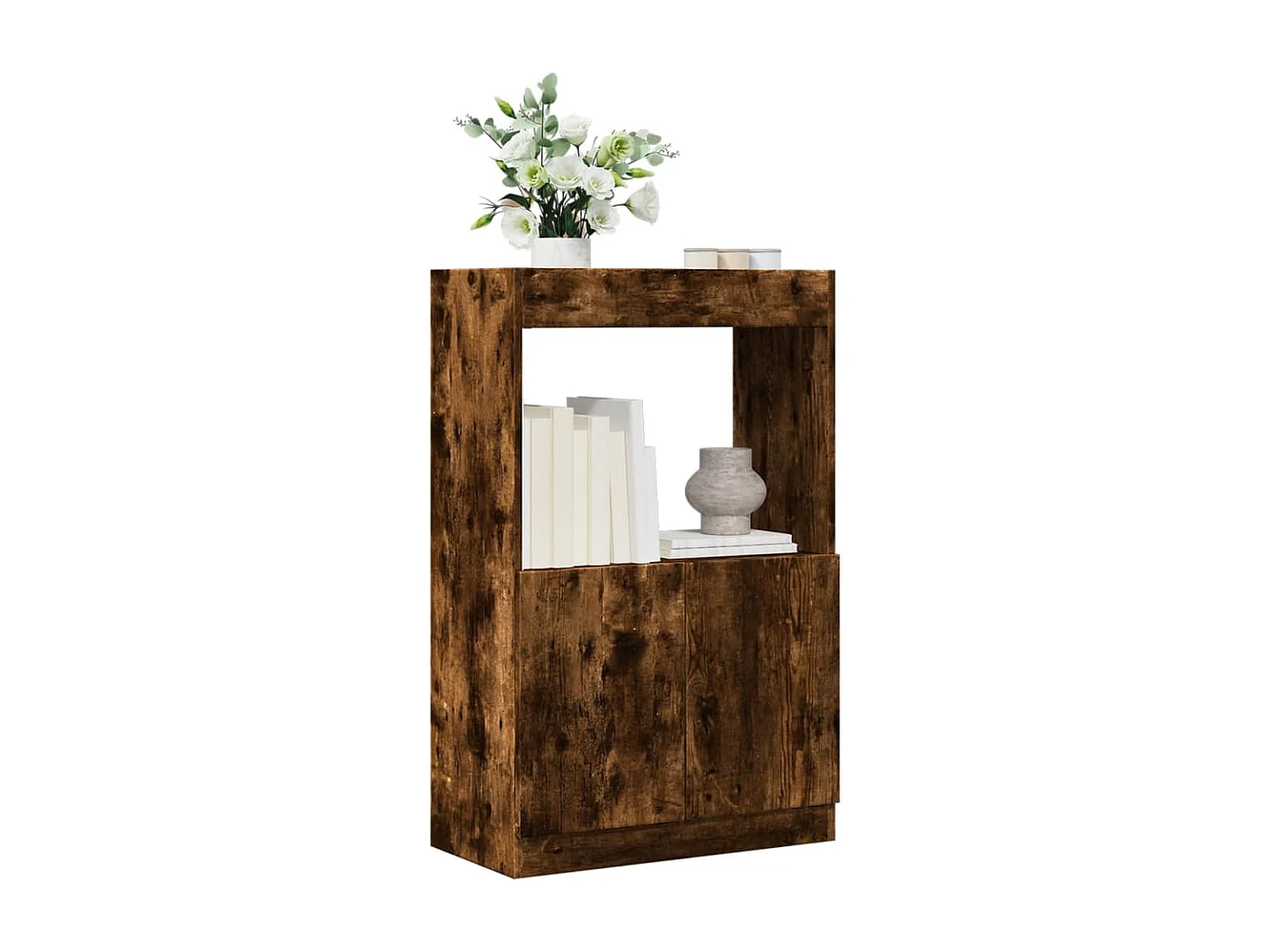 Bibliothèque chêne fumé 63x33x100 cm bois d'ingénierie