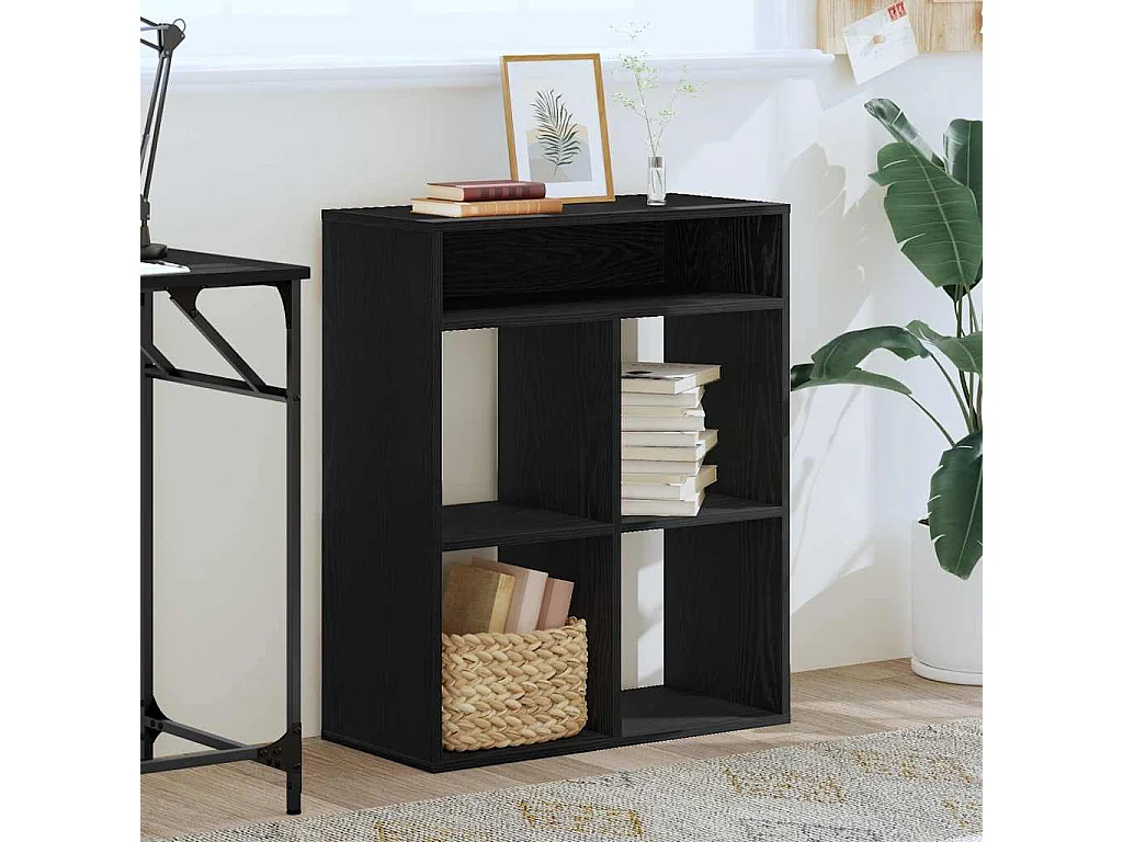 Bibliothèque noir 66x31x80 cm bois d'ingénierie