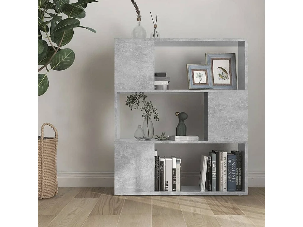 Bibliothèque/Séparateur de pièce Gris béton 80x24x94 cm