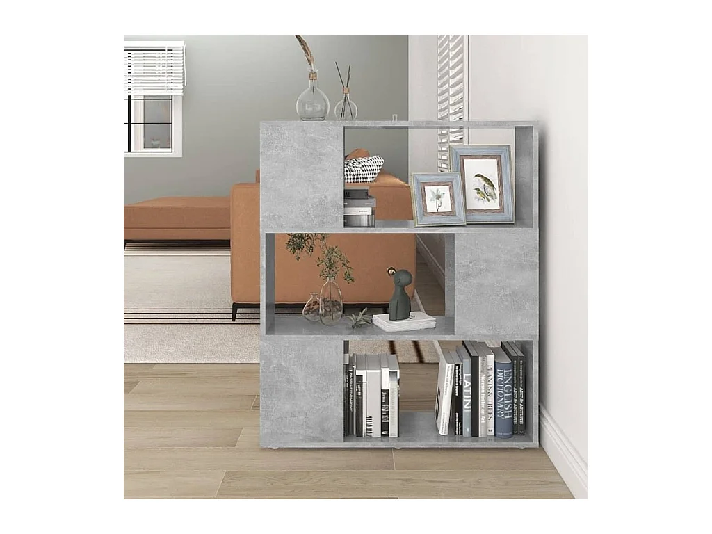 Librería separador contrachapada gris hormigón 80x24x94 cm