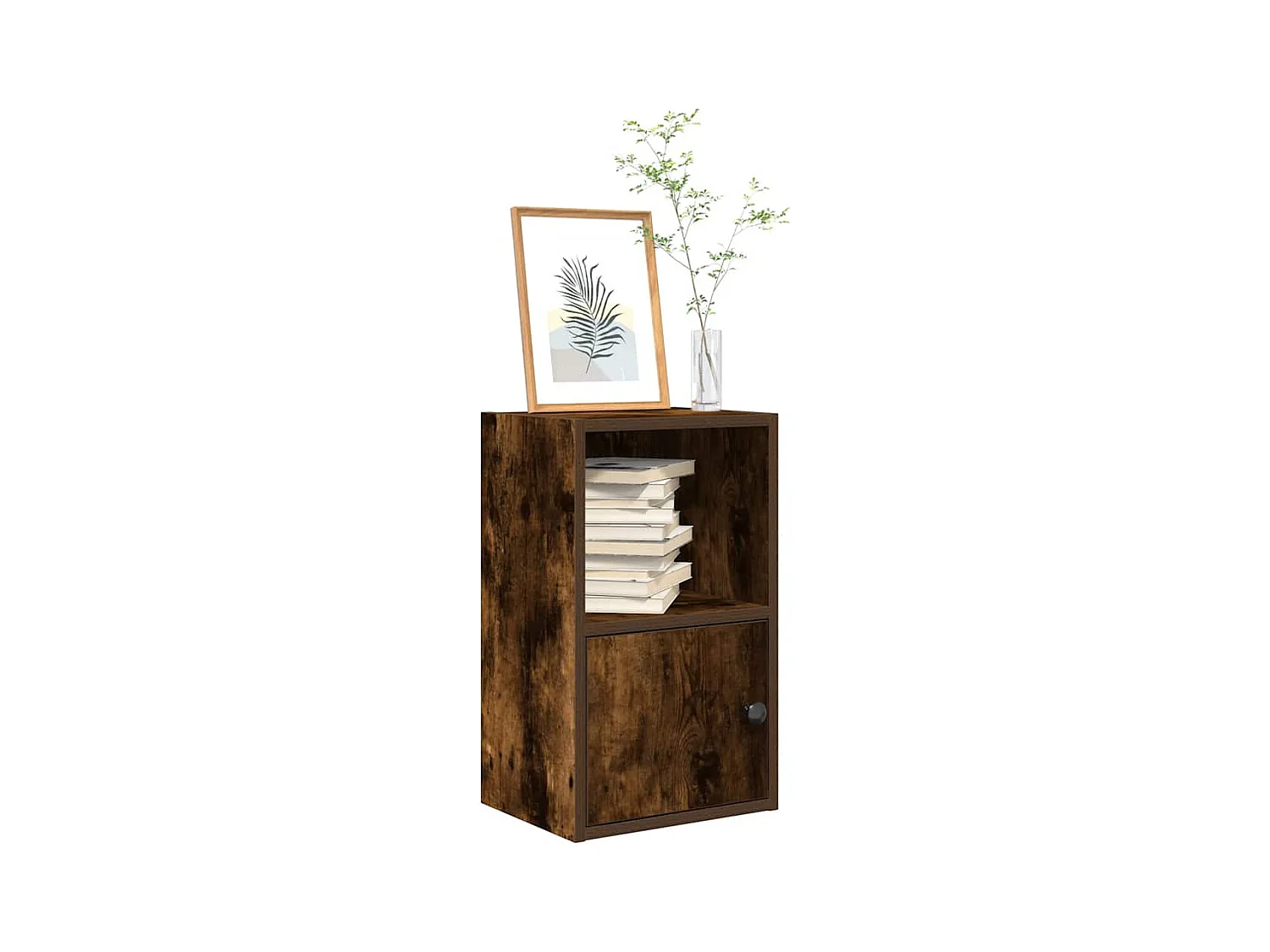 Bibliothèque chêne fumé 31x24x52 cm bois d'ingénierie