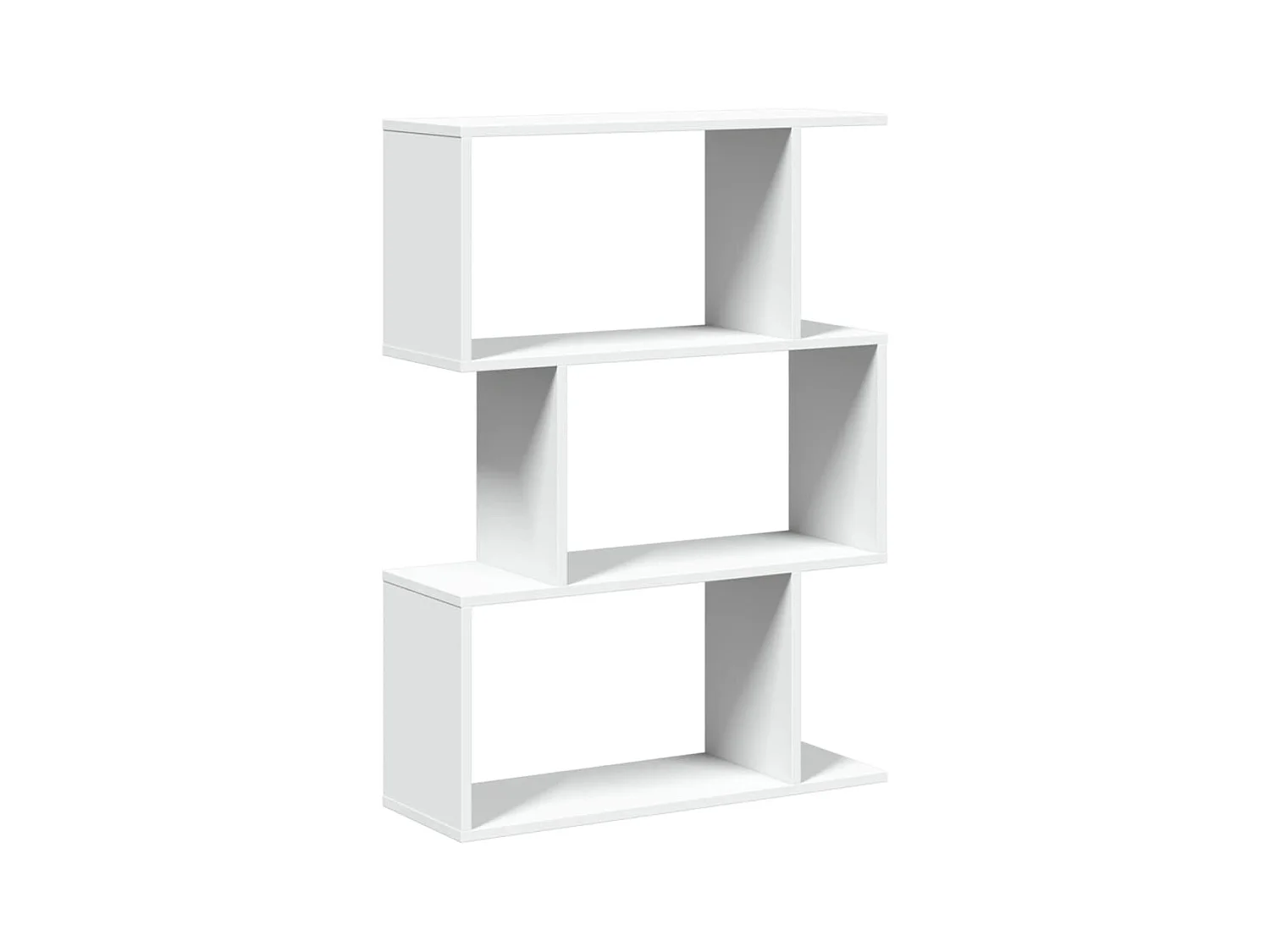 Bibliothèque séparatrice de pièce à 3 niveaux blanc 70x24x97 cm