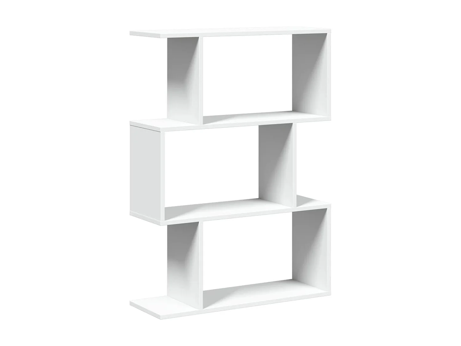 Bibliothèque séparatrice de pièce à 3 niveaux blanc 70x24x97 cm