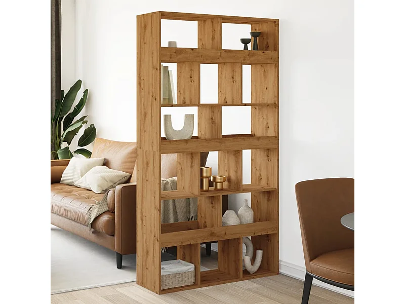 Bibliothèque / Cloison de séparation chêne artisanal bois d'ingénierie