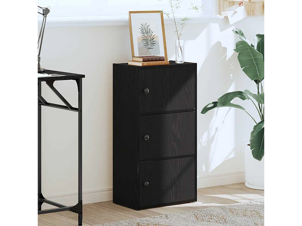 Bibliothèque chêne noir 40x24x77 cm bois d'ingénierie