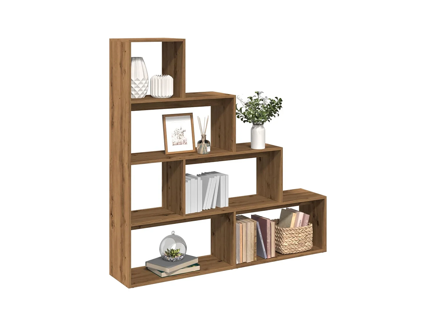 Bibliothèque séparatrice de pièce à 4 niveaux chêne artisanal
