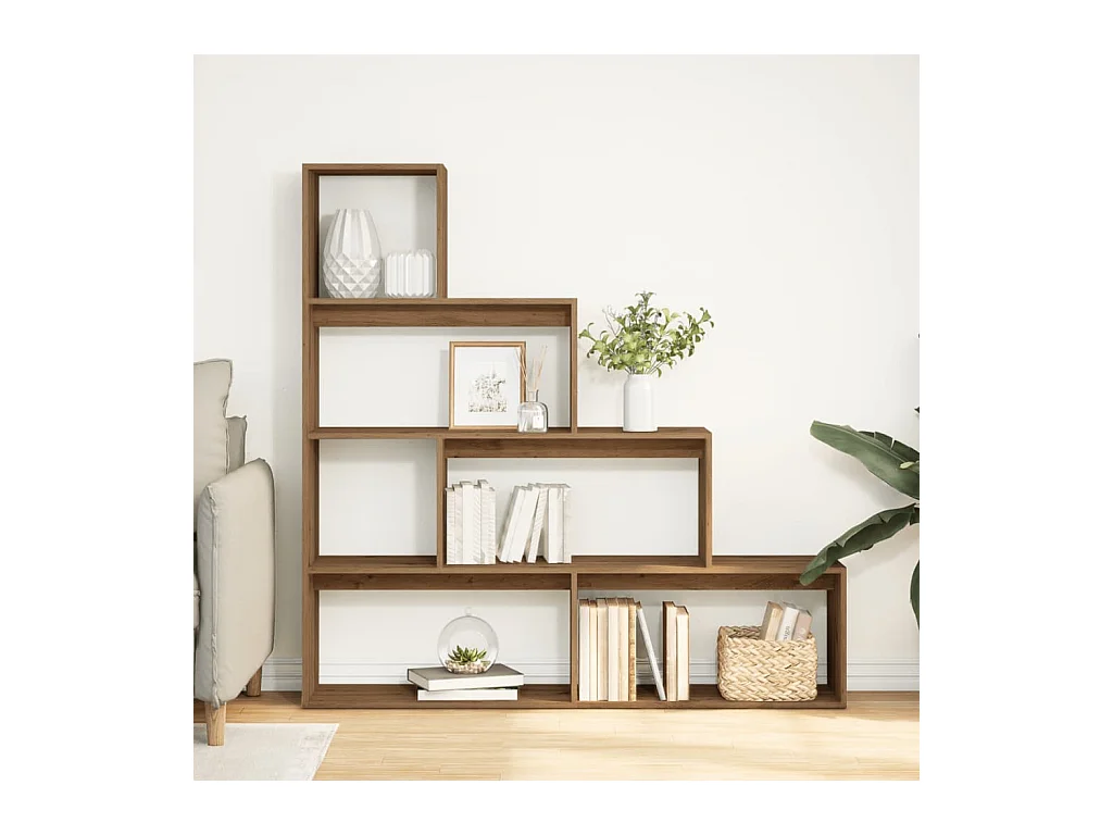 Bibliothèque séparatrice de pièce à 4 niveaux chêne artisanal