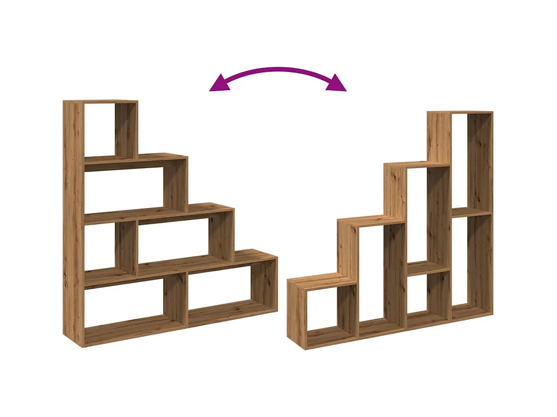 Bibliothèque séparatrice de pièce à 4 niveaux chêne artisanal