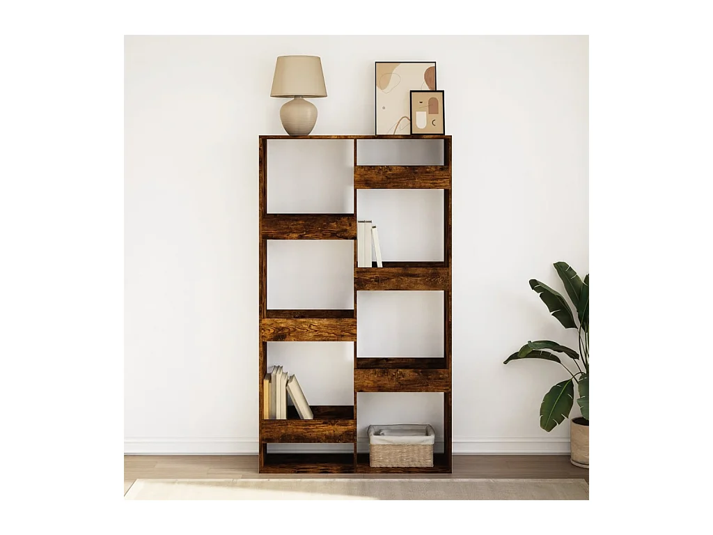 Bibliothèque chêne fumé 100x33x175 cm bois d'ingénierie