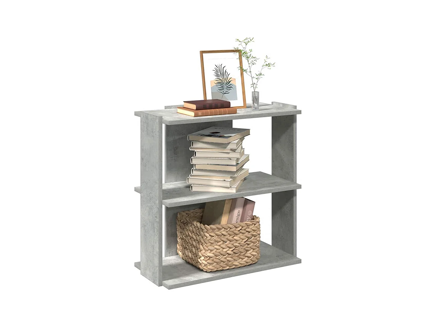 Librería de 3 niveles madera gris hormigón 60x30x60 cm