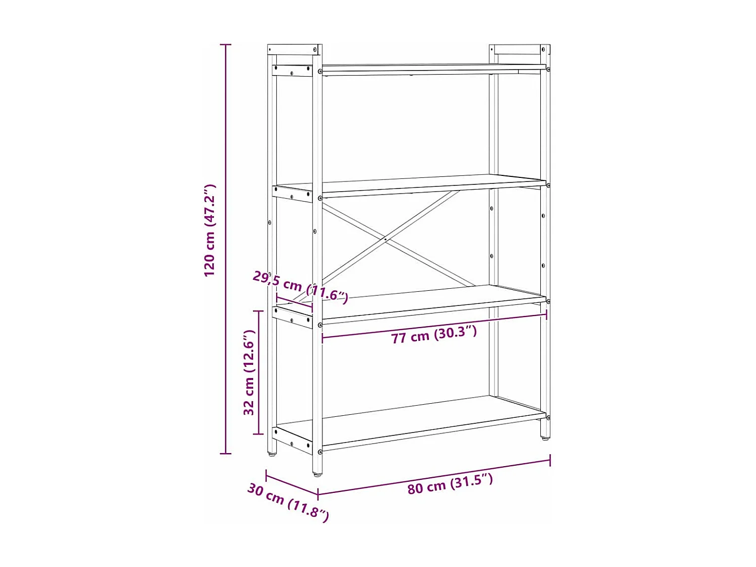 Bibliothèque Chêne fumé 80 x 30 x 118 cm Bois d'ingénierie