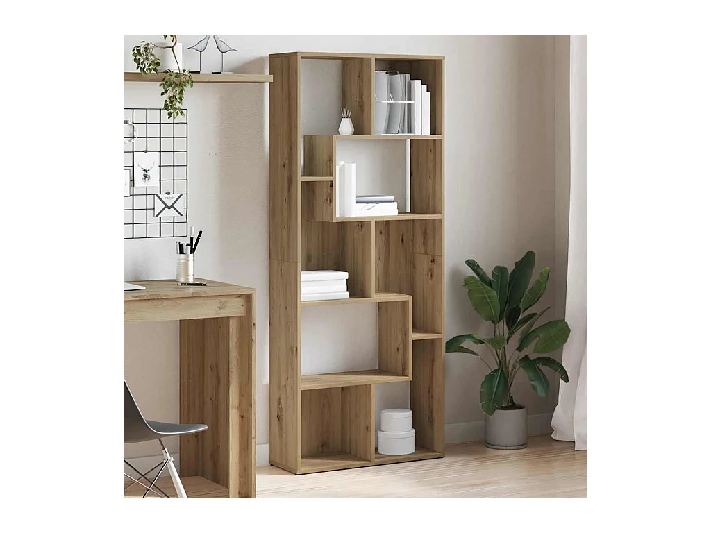 Bibliothèque chêne artisanal 67x24x161 cm bois d'ingénierie