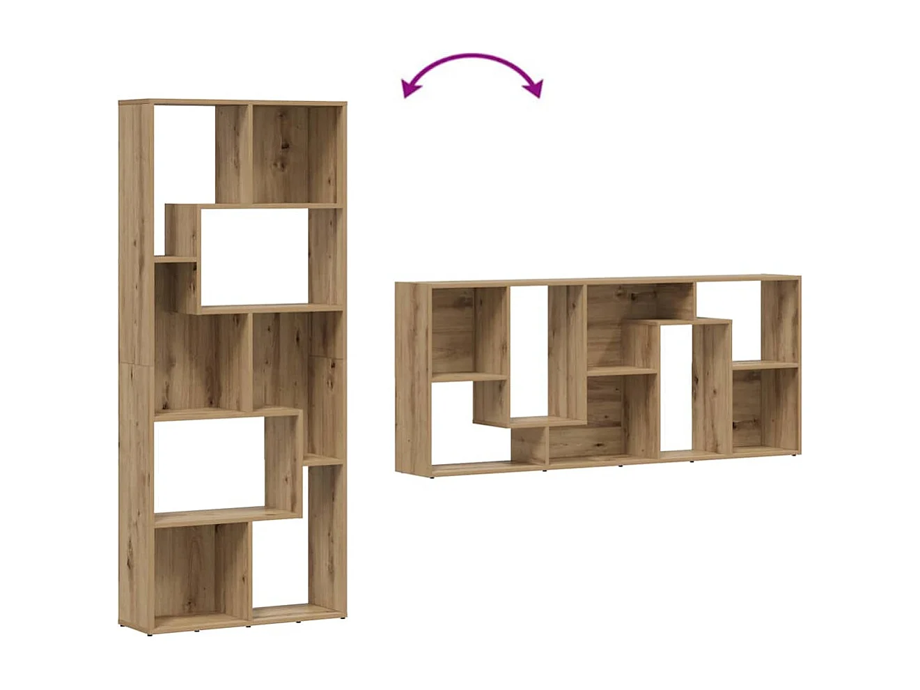 Bibliothèque chêne artisanal 67x24x161 cm bois d'ingénierie