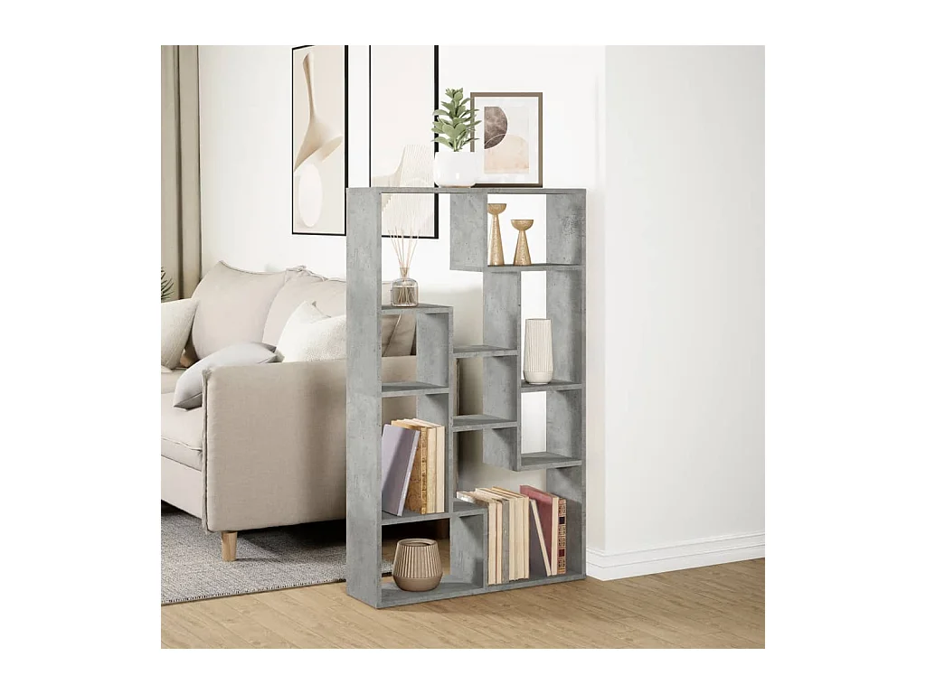 Estantería de madera de ingeniería gris hormigón 72x20x120 cm