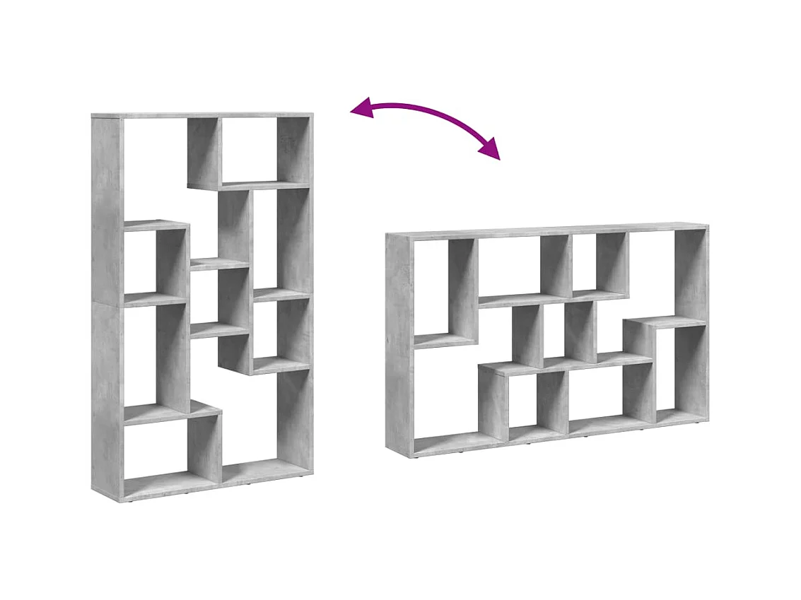 Estantería de madera de ingeniería gris hormigón 72x20x120 cm