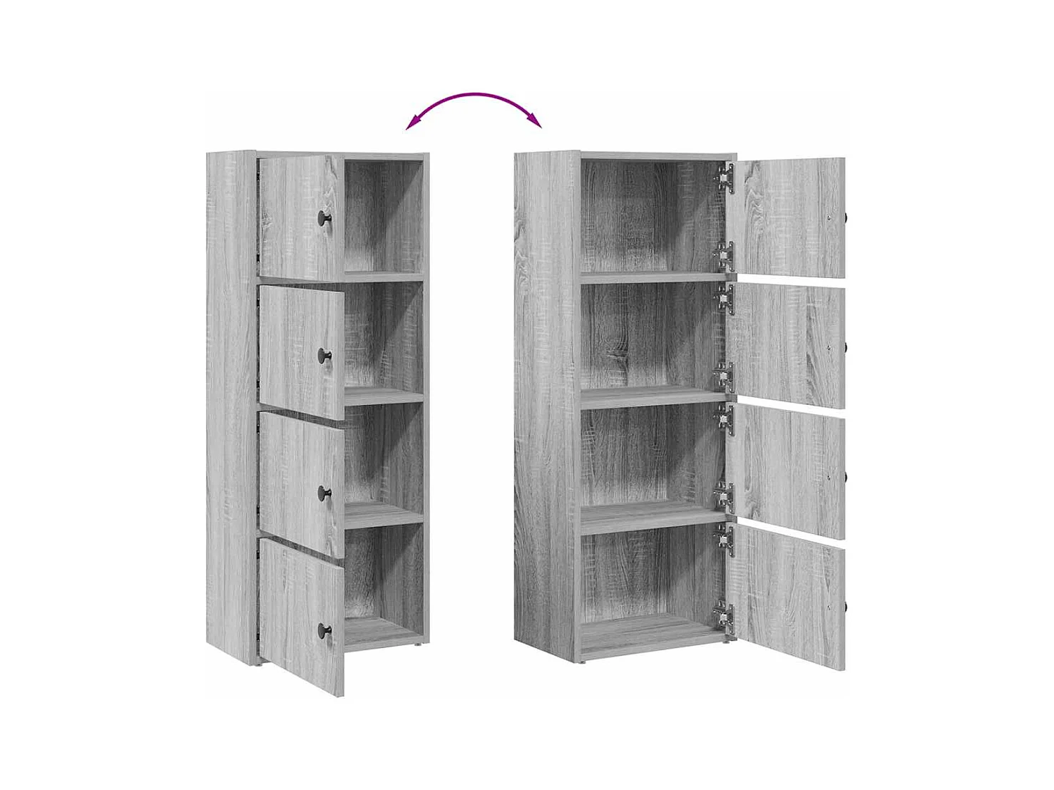 Bibliothèque sonoma gris 40x24x102 cm bois d'ingénierie