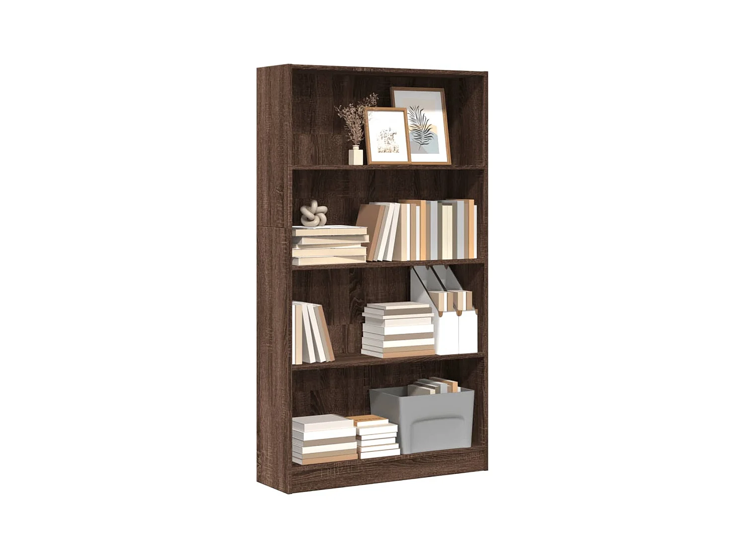 Estantería de madera de ingeniería marrón roble 80x24x143 cm