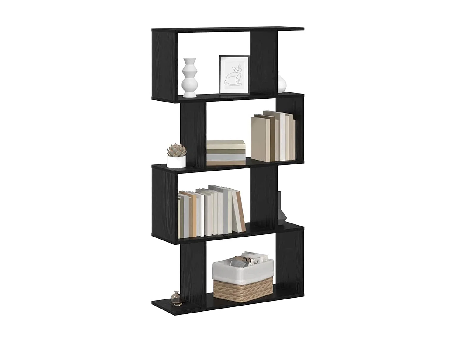 Bibliothèque Noir 70 x 24 x 129 cm Bois d'ingénierie