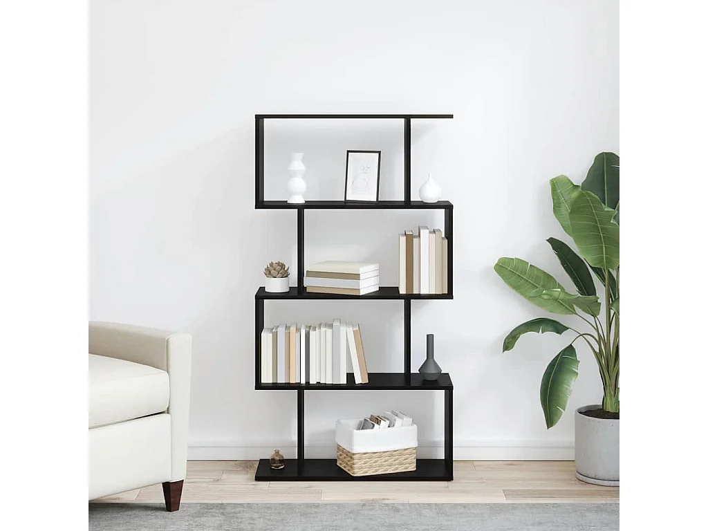 Bibliothèque Noir 70 x 24 x 129 cm Bois d'ingénierie