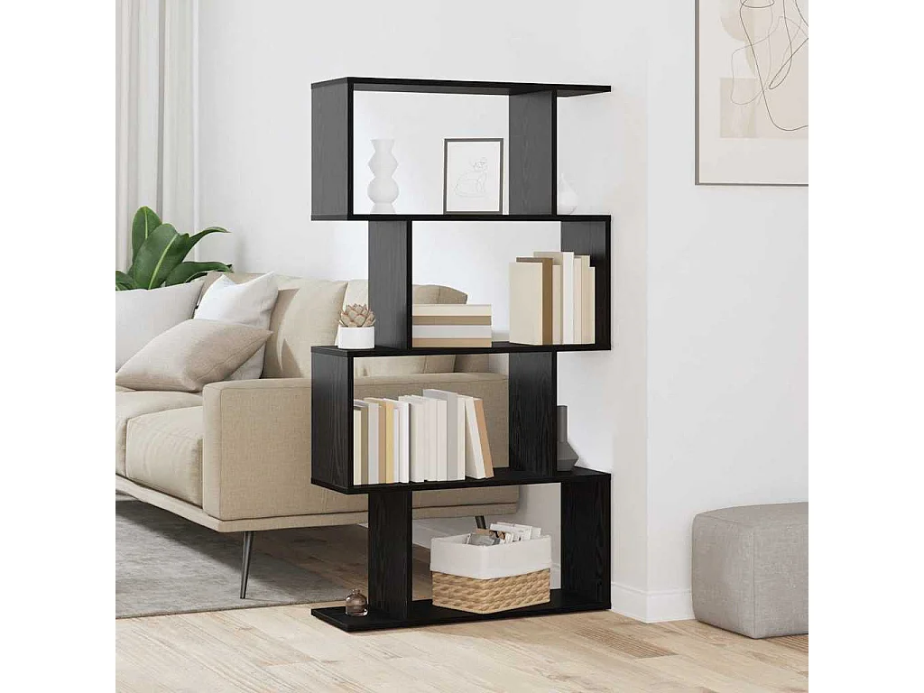 Bibliothèque Noir 70 x 24 x 129 cm Bois d'ingénierie